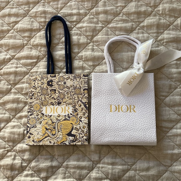 Dior Other - COPY - Dior Beauty Mini Shopping Bags (1 white w/ribbon, 1 navy gold special ed…